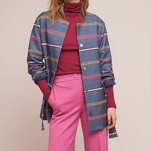 Dolan Denim Stripe Belted Blazer